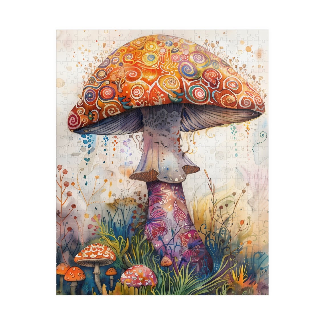 Magical Mushroom Watercolor Orange Cap Toadstool Woodland Poster - Image 5