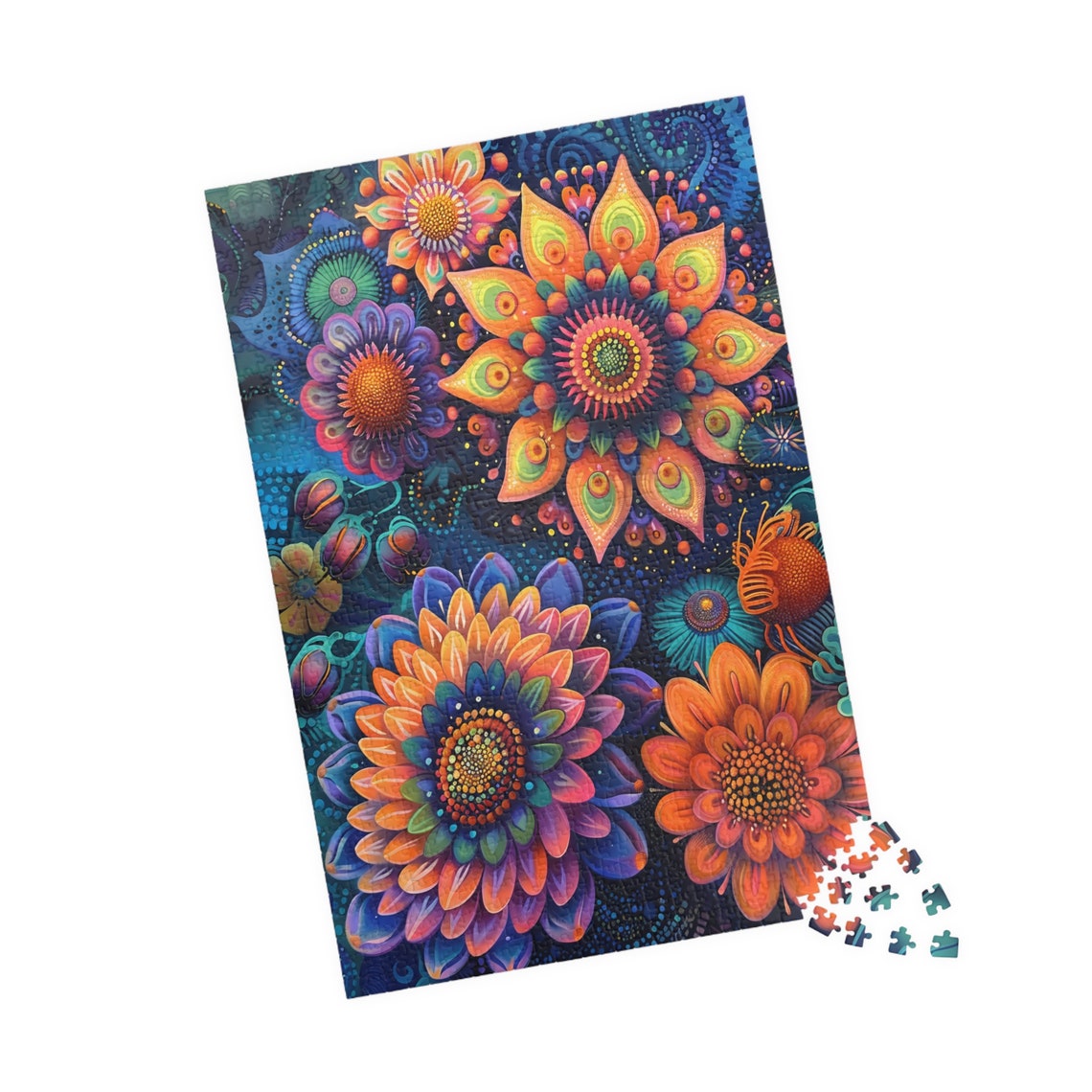 Tropical Dream Fantasy Flowers V Psychedelic Bouquet Night Poster - Image 4