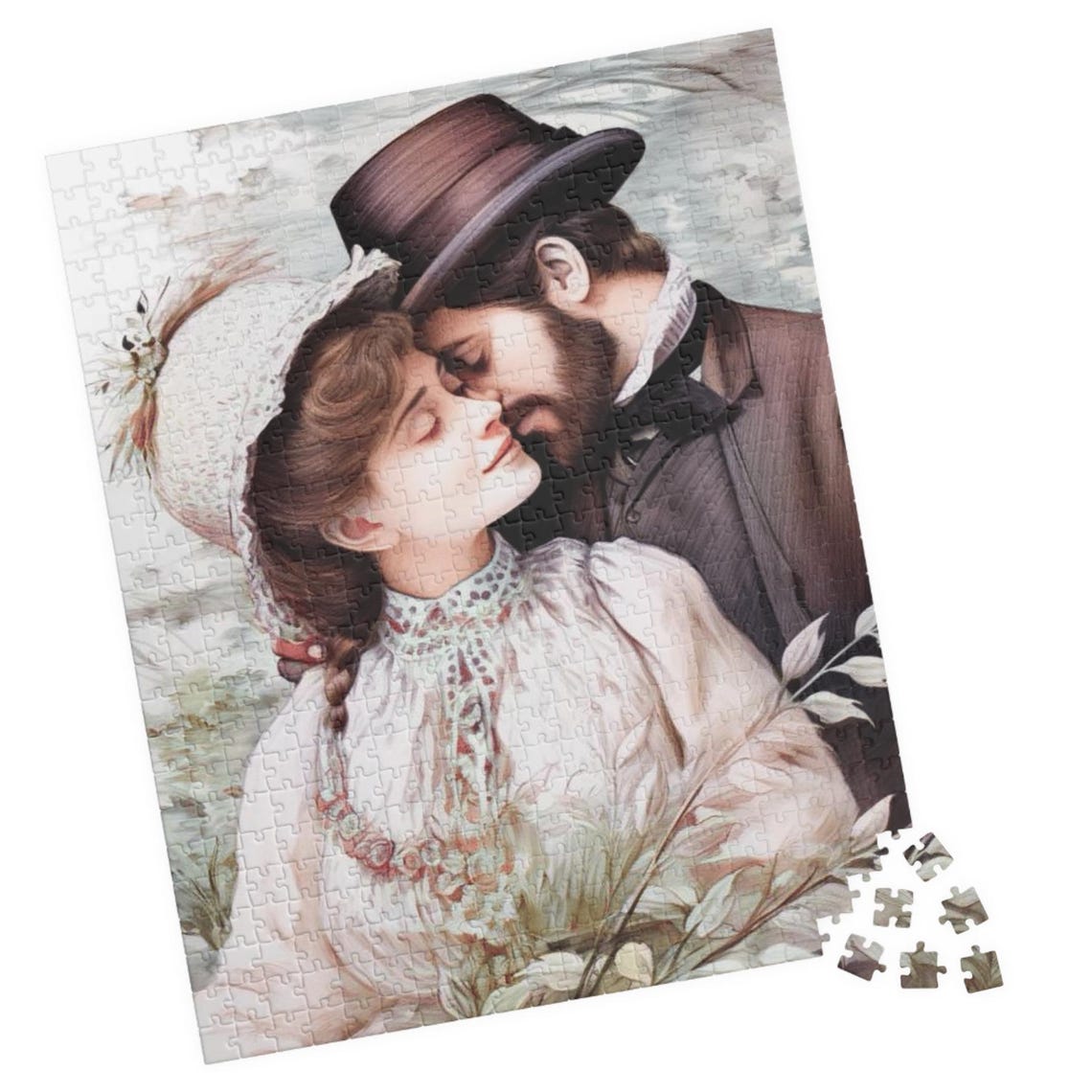Victorian Gentleman Kissing His Beloved Forehead Tenderly Poster