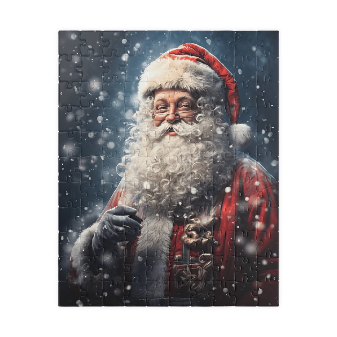 Santa Claus Portrait Smiling In Falling Snow Night Art Poster - Image 5