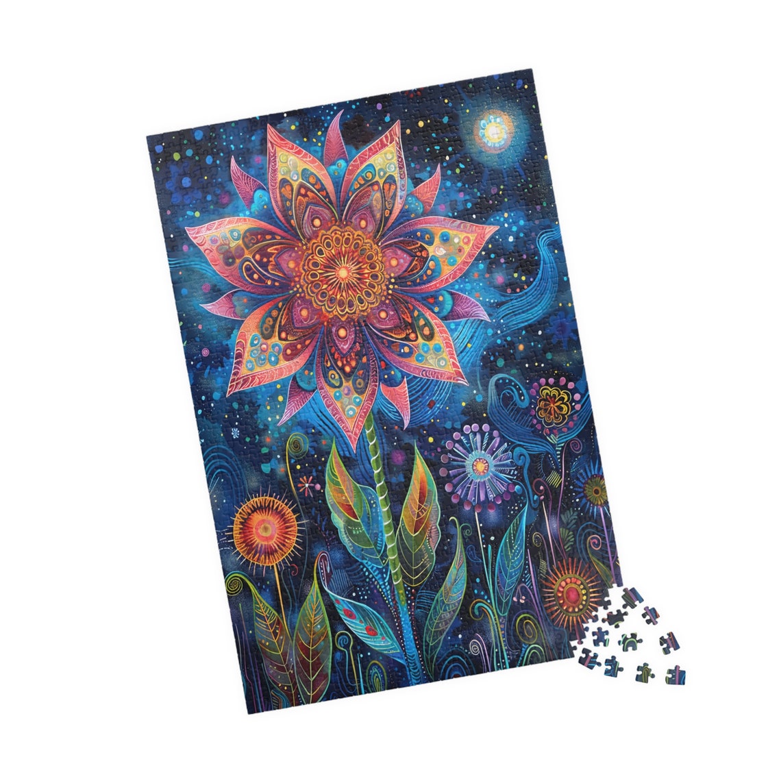 Mystic Midnight Flower II Pink Mandala Bloom Moonlit Sky Poster - Image 4