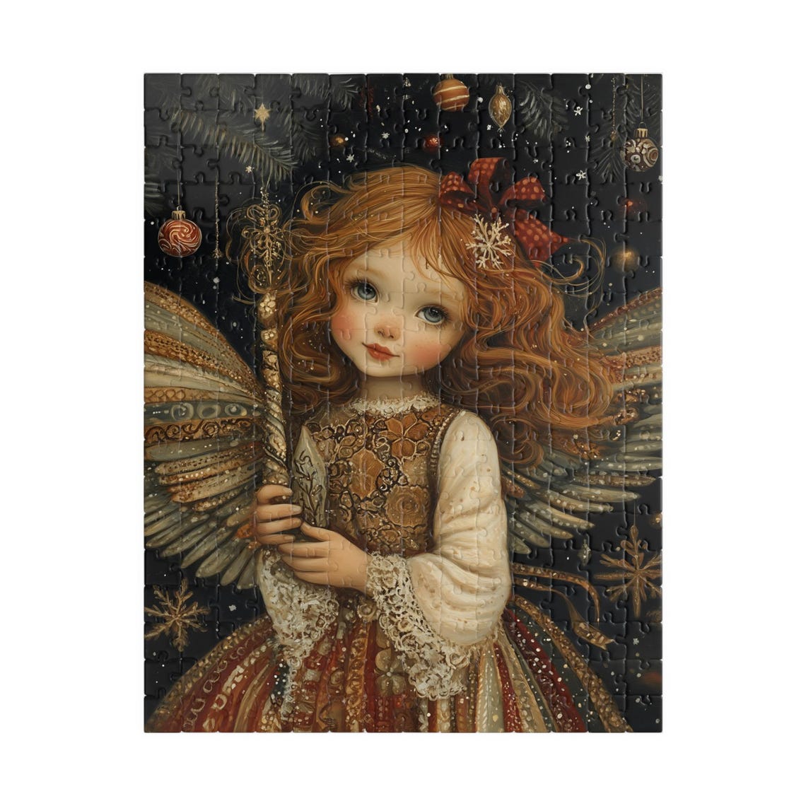Pretty Christmas Angel Girl With Ornate Gold Wings and Scepter Poster - Image 5