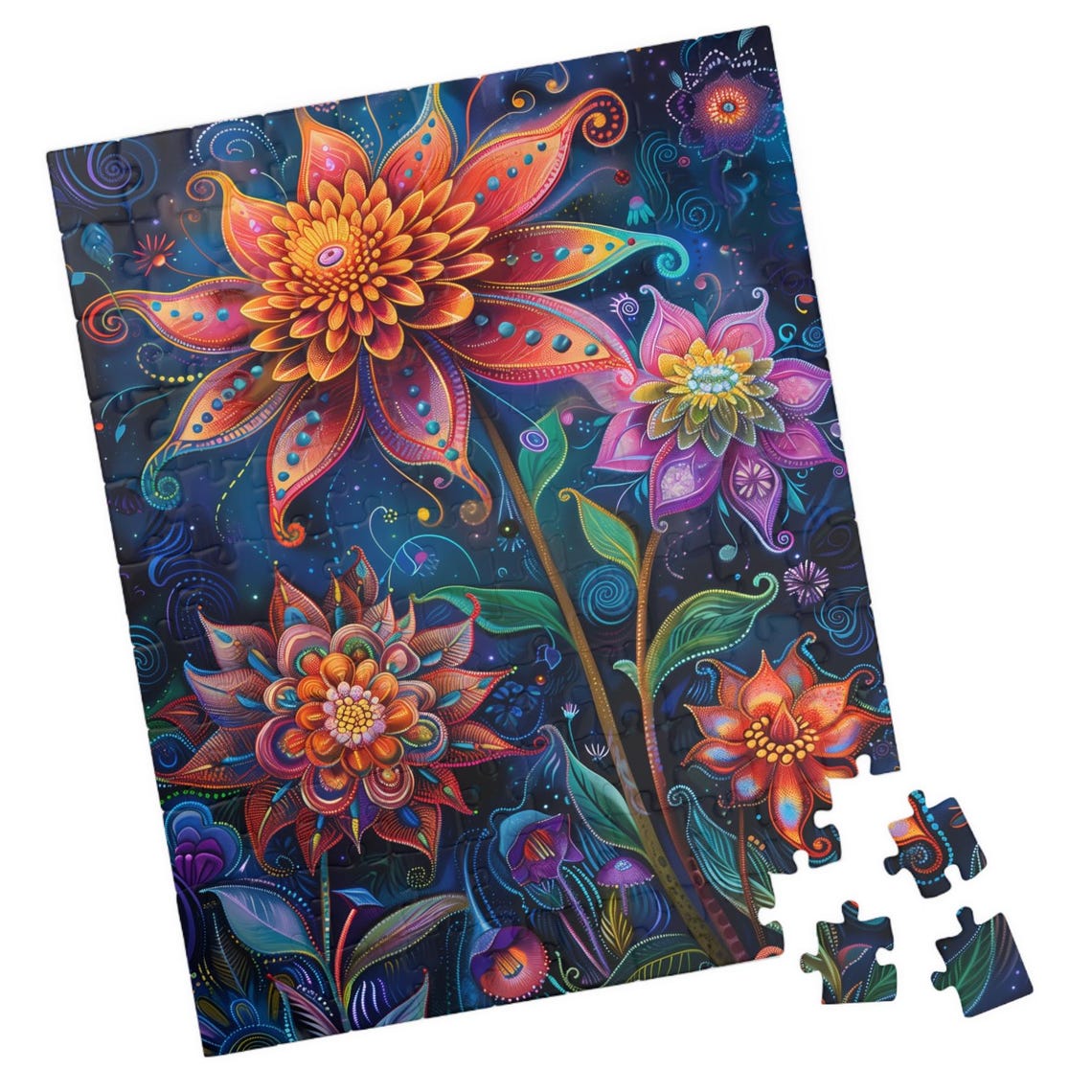 Tropical Dream Fantasy Flowers III Starry Night Bloom Poster