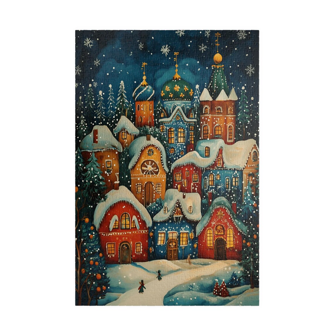 Russian Folk Art Snowy Village Jigsaw Puzzle - Image 3