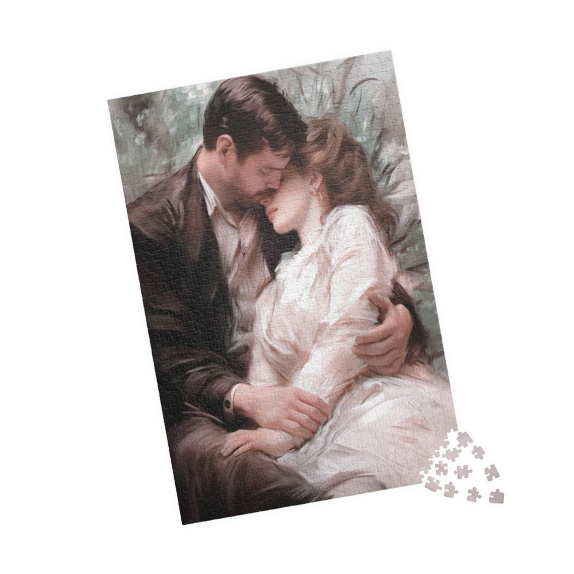 Romantic Victorian Couple Embracing Impressionist Style Art Print - Image 4