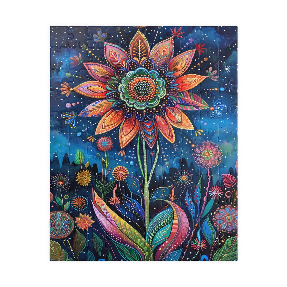 Mystic Midnight Flower III Ornamental Bloom Starry Night Poster - Image 2