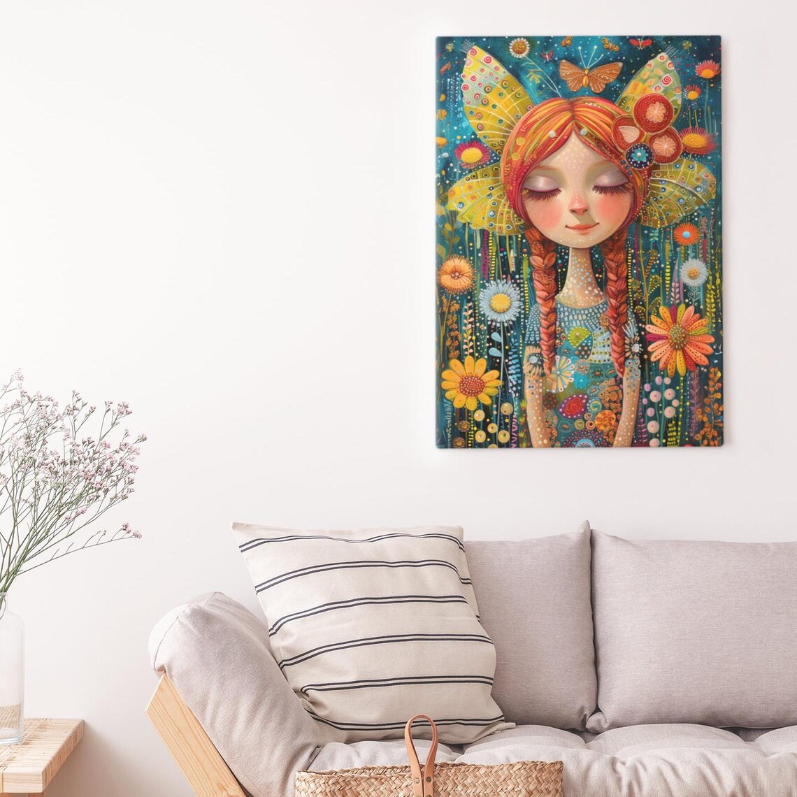 Fairy Girl With Orange Braids Butterfly Wings Garden Fantasy Poster - Image 2