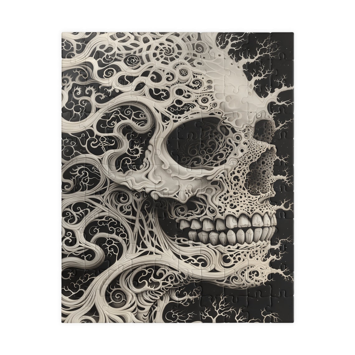 Ornate Black and White Filigree Skull Intricate Gothic Art Poster - Image 5