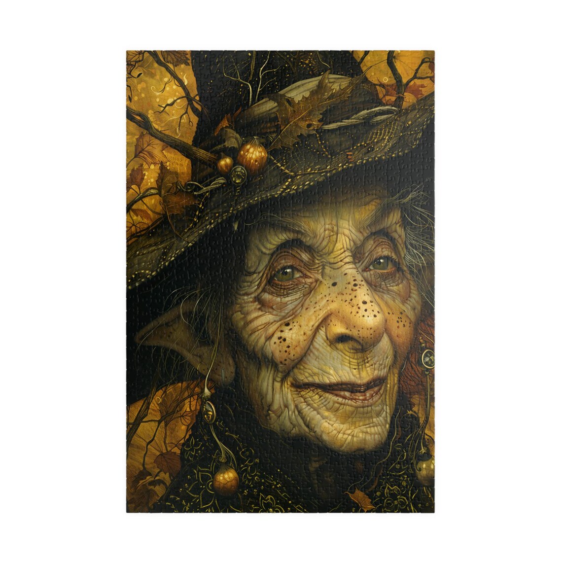 Moody Autumn Witch Portrait In Golden Darkness Art Art Poster - Image 3