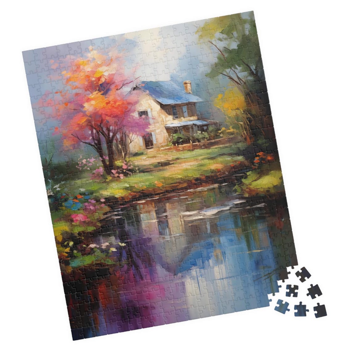 Country House Creek Impressionist Landscape Painting Art Poster