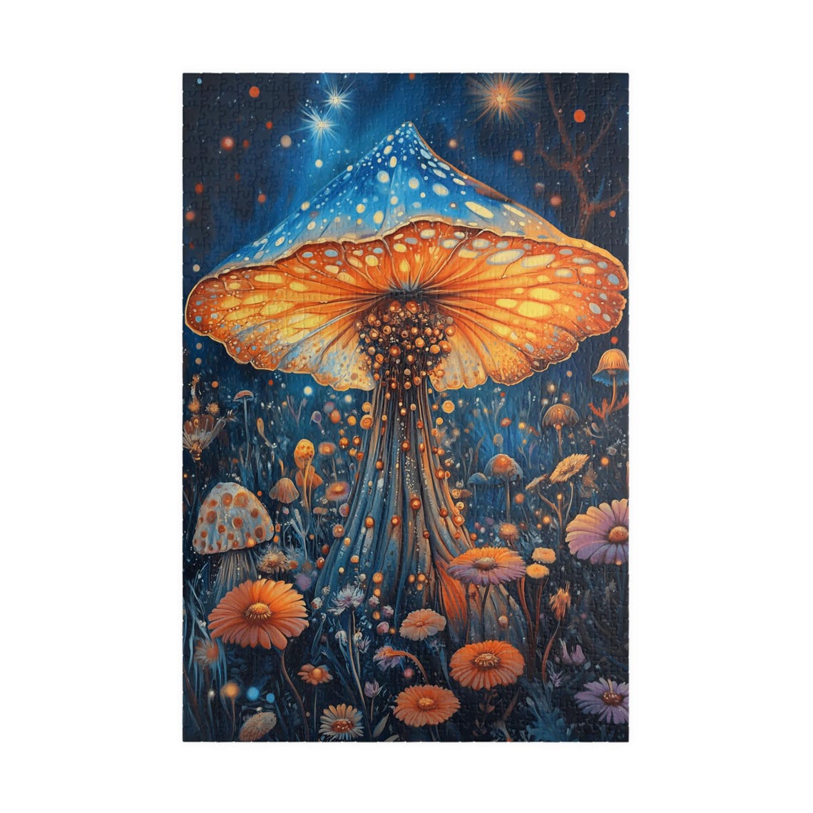 Glowing Mushroom Night Garden Starry Sky Jigsaw Puzzle Print - Image 3