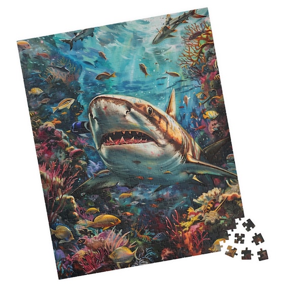 Shark In The Reef Jigsaw Puzzle Gift For Birthdays Hospital Paitents And Nursing Homes Fun Tech Free Family Activity