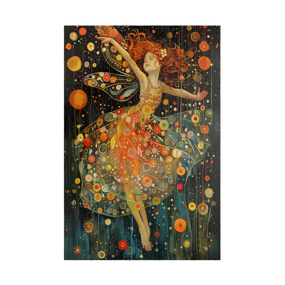 Moonlit Fairy Girl Dancing in a Floral Dream Dress Night Scene Poster - Image 3