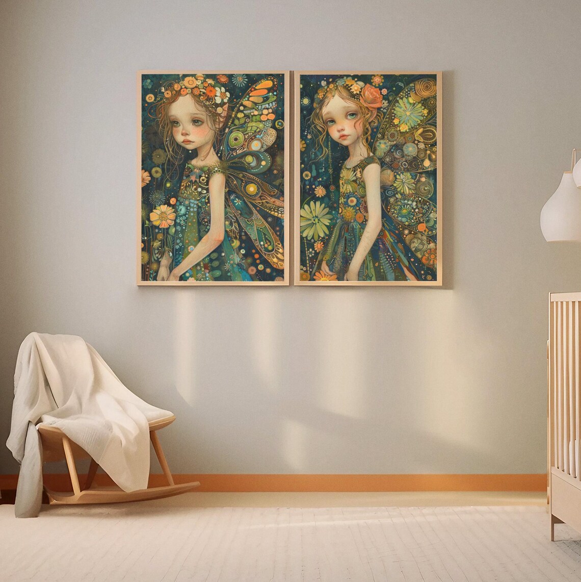 Butterfly Fairy Girl Portrait Floral Wings Watercolor Fantasy Poster - Image 2