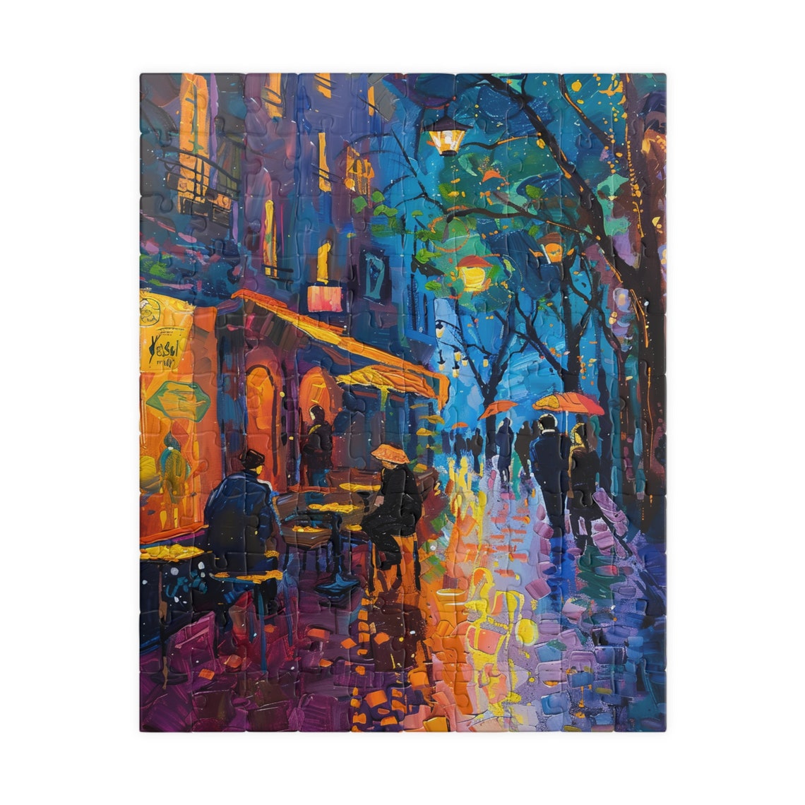Rainy Paris Street With Umbrellas Impressionist Night Art Poster - Image 5