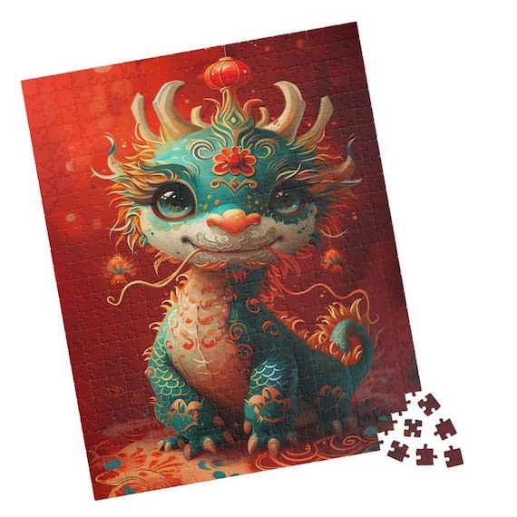 Cute Chinese Dragon Puzzle Colorful Year Of The Dragon Jigsaw Fun Tech Free Family Activity Great Gift For Hospital Patients