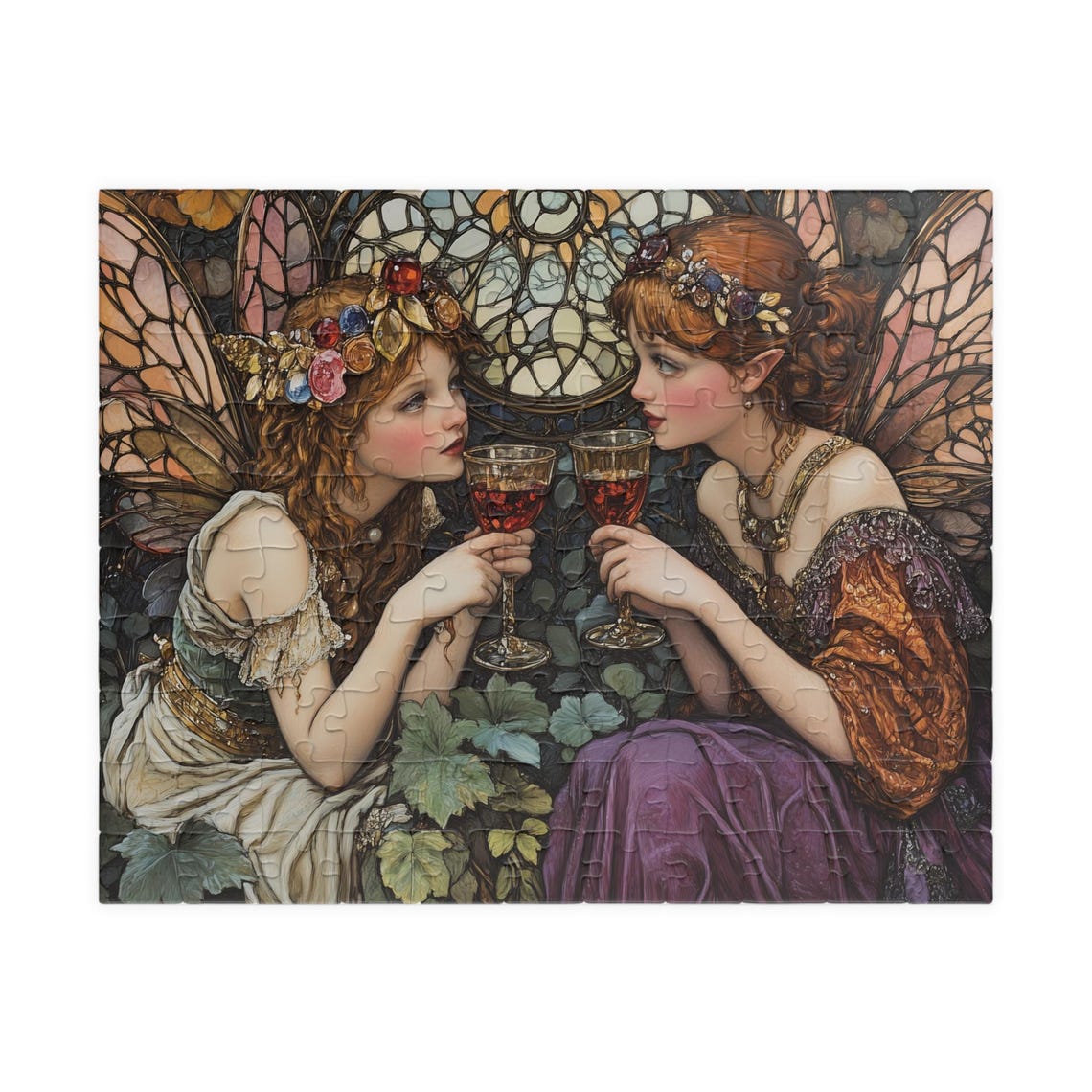 Fairy Friends Toasting Wine Glasses Stained Glass Fantasy Poster - Image 5