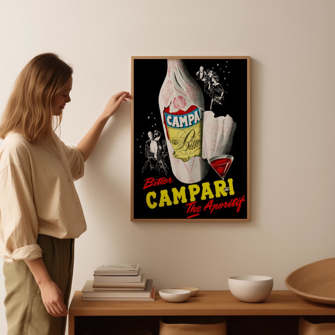 Bitter Campari The Aperitif Foil Wrapped Bottle Vintage Bar Poster - Image 3