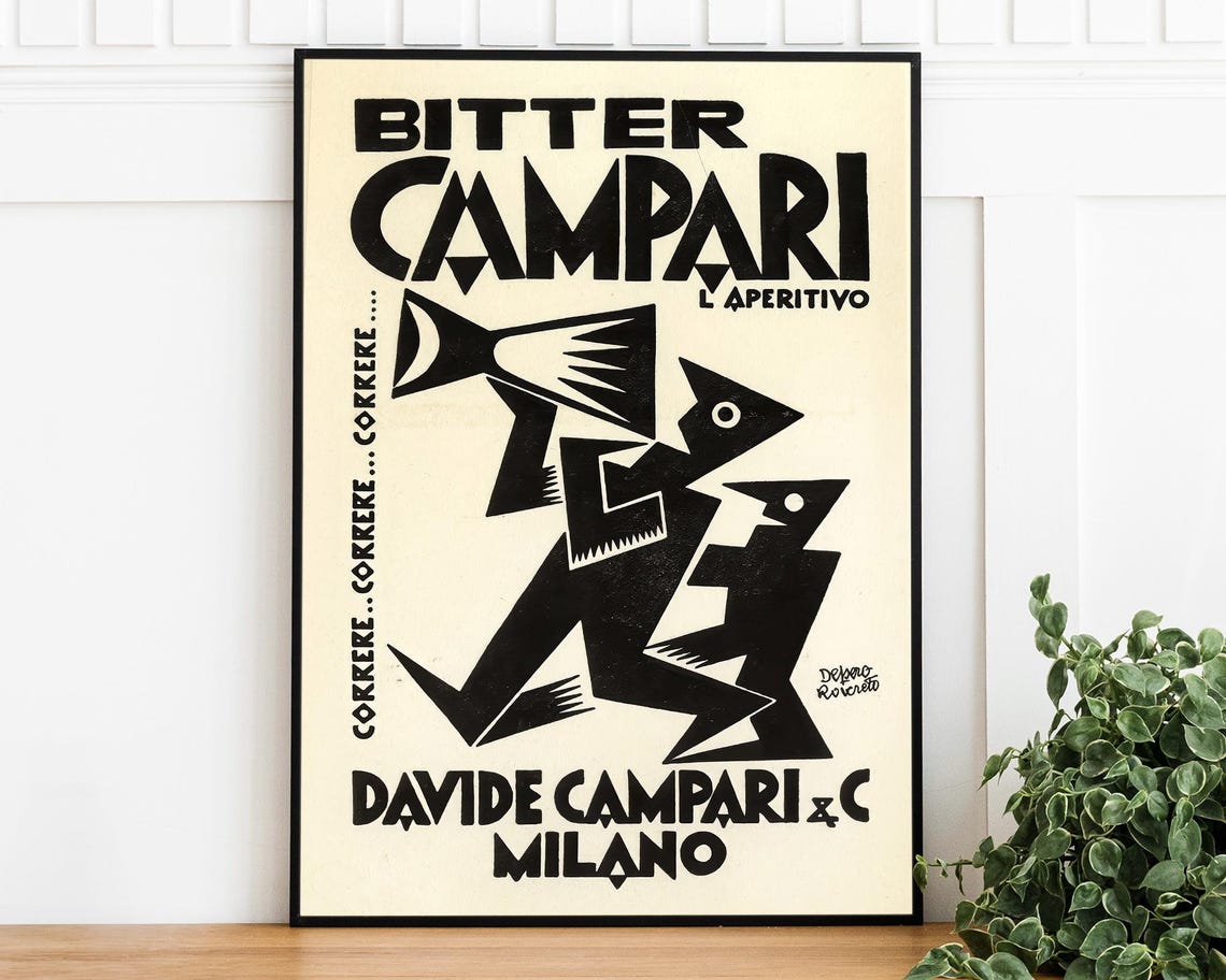 Bitter Campari L Aperitivo Davide Milano Vintage Ad Art Poster