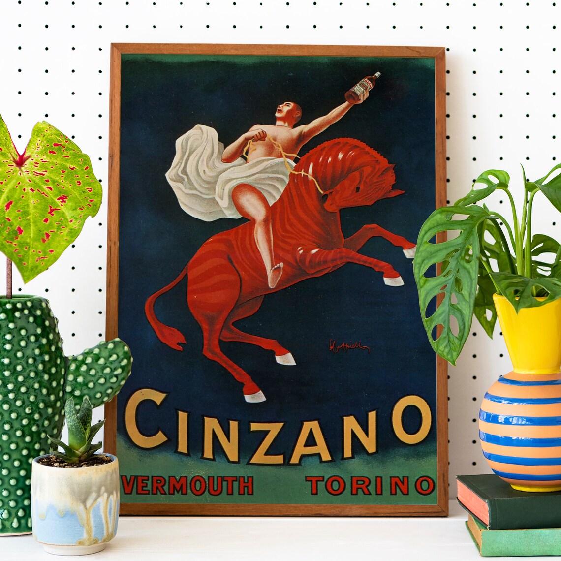 Cinzano Vermouth Torino Red Bull Rider Vintage Italian Ad Poster - Image 2