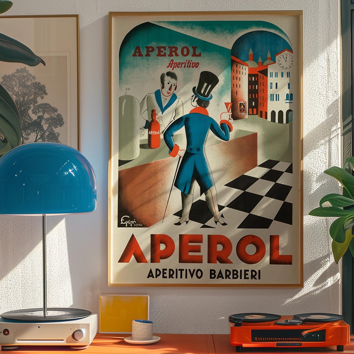 Aperol Aperitivo Barbieri Dapper Bar Scene Vintage Italian Ad Poster - Image 2