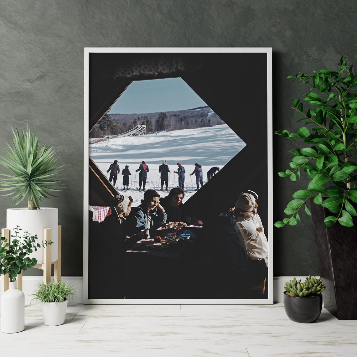 Vintage Ski Fashion Winter Scene Poster