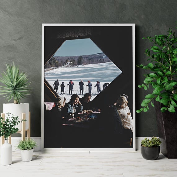 Vintage Ski Fashion Winter Scene Poster