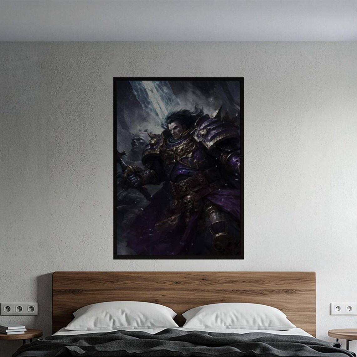 Grimdark Armored Warrior Epic Fantasy Battle Poster For Gaming Room