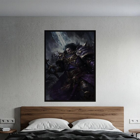 Grimdark Armored Warrior Epic Fantasy Battle Poster For Gaming Room