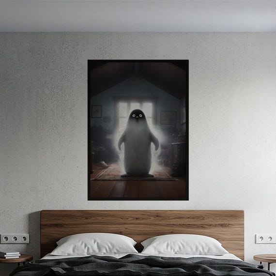 Charming Chill Penguin Poster Cute Whimsical Wall Art For Kids Room Dorm Decor Ethereal Fantasy Animal Unique Gift