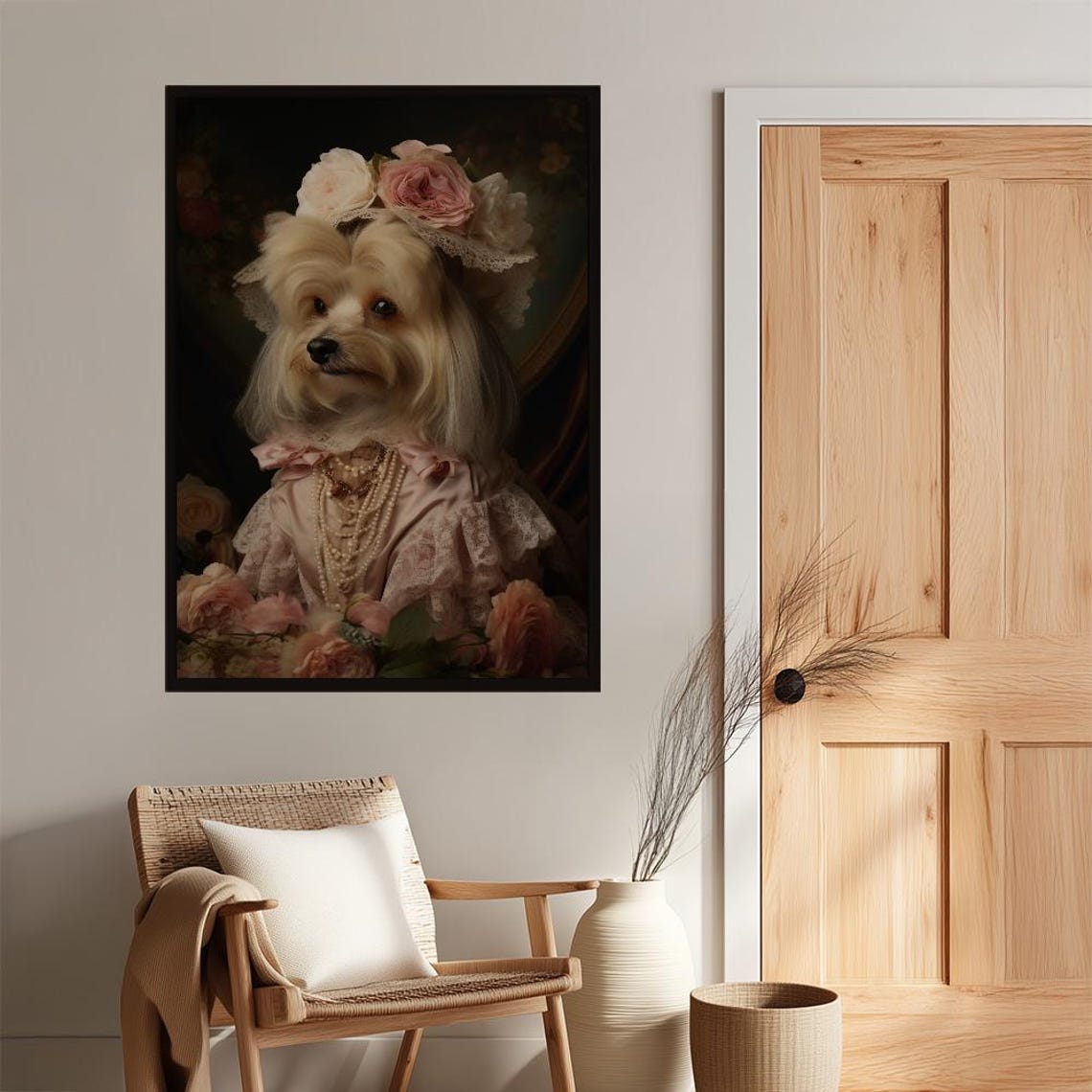 Elegant Pup In Victorian Dress Whimsical Dog Portrait Poster