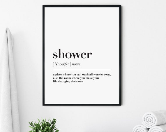 Shower Definition Bathroom Typography Wall Art Print