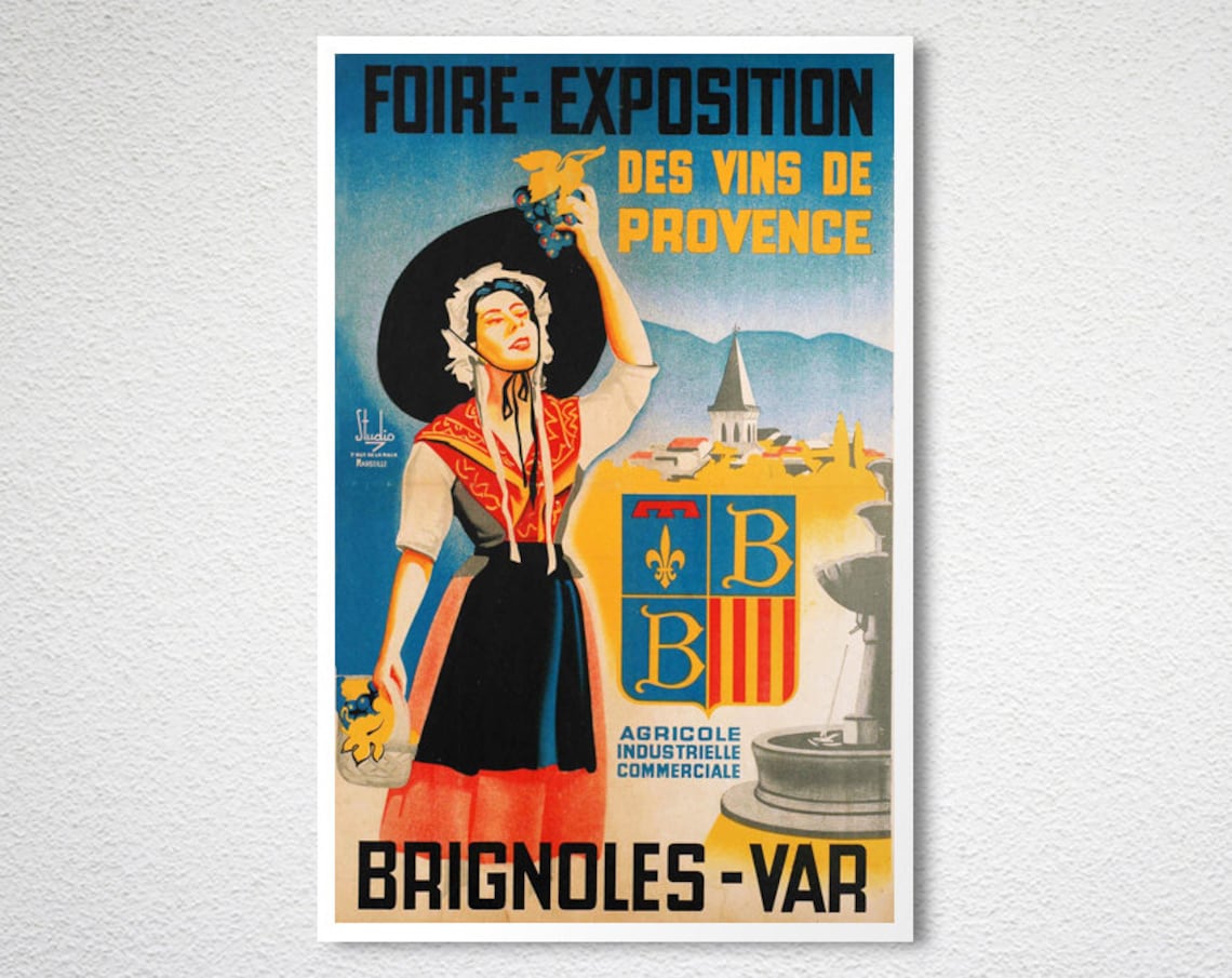 Provence Wine Fair Brignoles Var French Vintage Travel Poster - Image 2