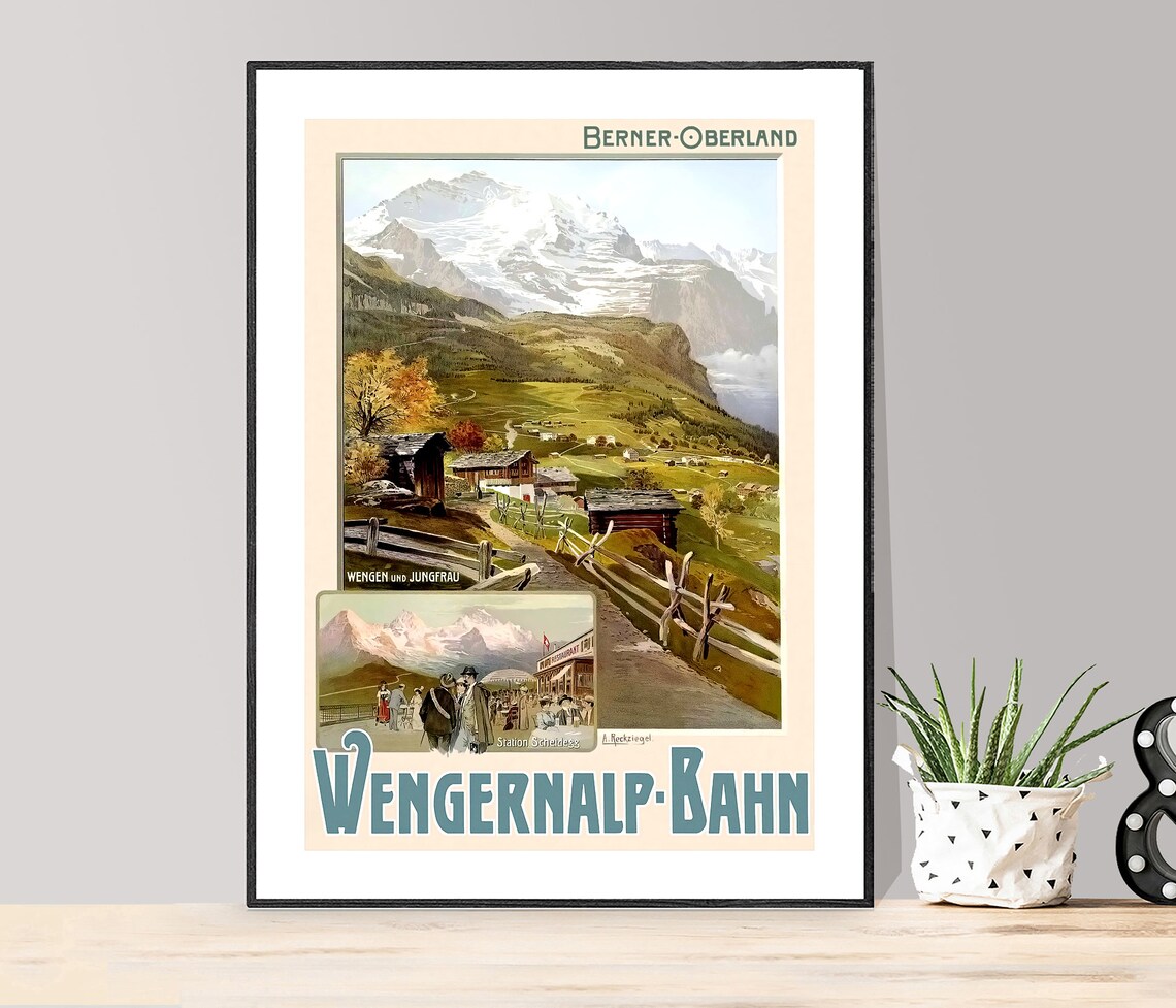 Wengernalp Bahn Suisse Vintage Travel Poster