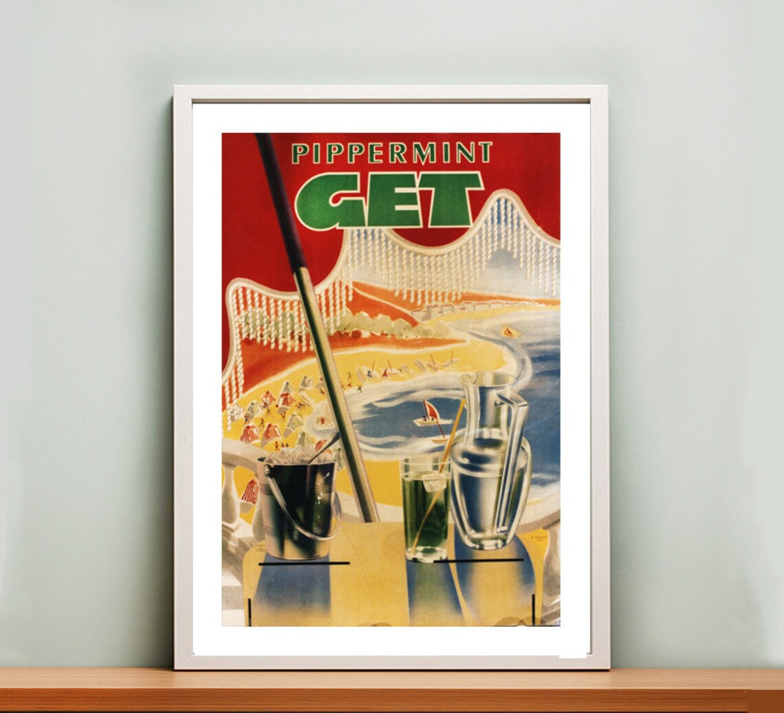 Pipper Mint Get Liqueur Vintage French Art Deco Beach Poster - Image 2