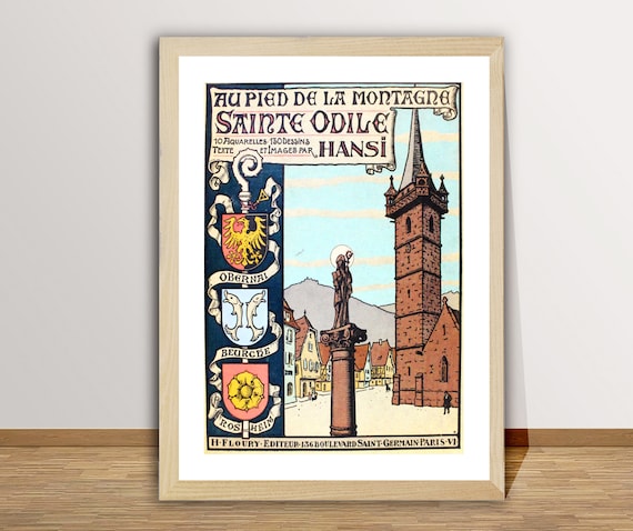 Sainte Odile Mountain Hansi Obernai Alsace Vintage Art Poster