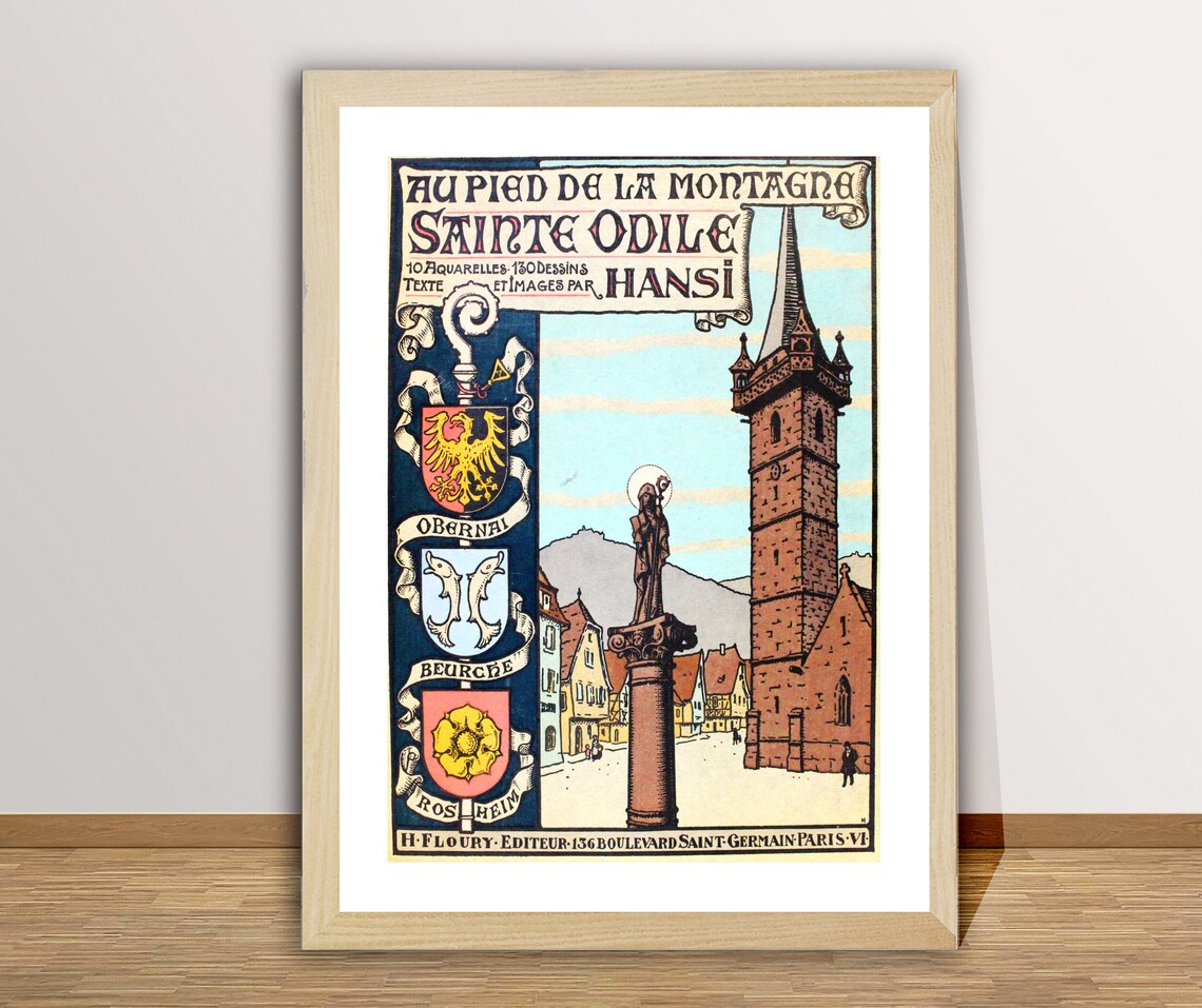 Sainte Odile Mountain Hansi Obernai Alsace Vintage Art Poster