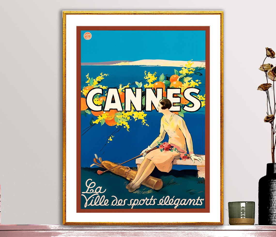 Cannes City Of Elegant Sports Vintage French Riviera Golf Poster - Image 2