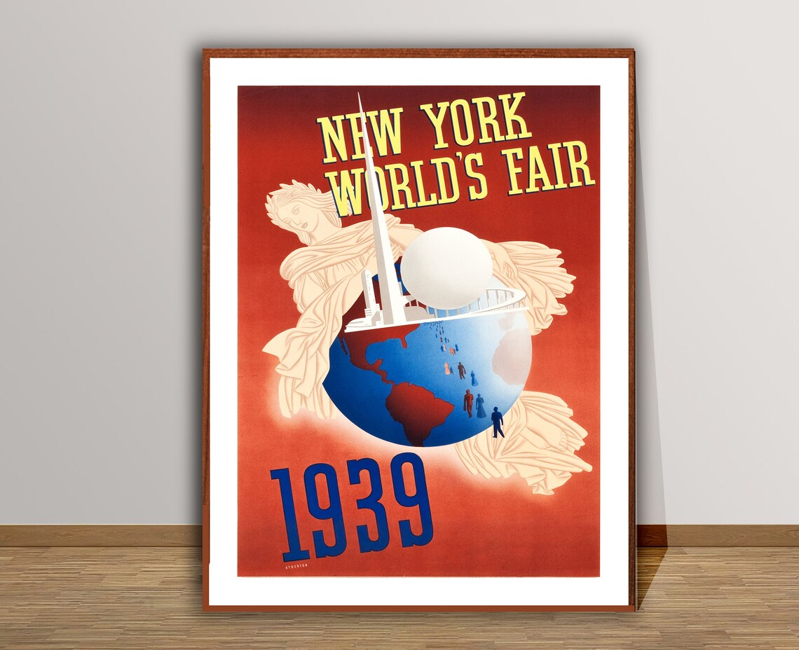 New York Worlds Fair 1939 Trylon Perisphere Vintage Fair Poster