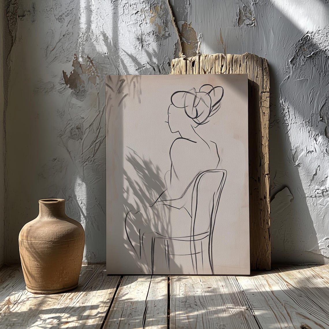 Seated Woman Elegant Line Art Contour Drawing Minimalist Figure Poster - Image 7