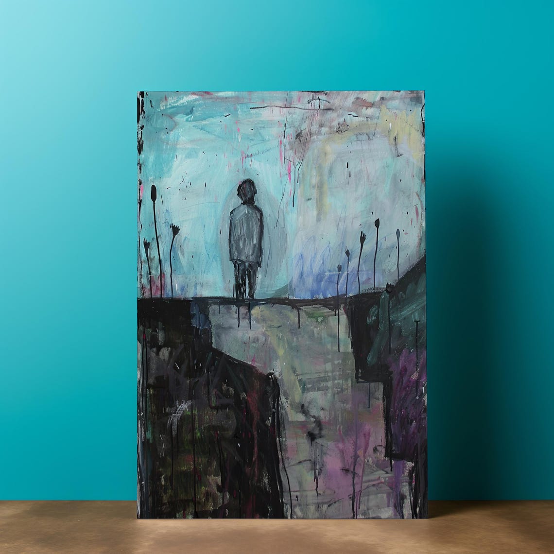 Abstract Melancholy Figure Art Dark Surrealist Expressionist Painting Emotionally Intense Wall Decor Moody Ai Art - Image 8
