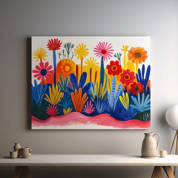 Vibrant Garden Art Matisse Inspired Cut Out Style With Bold Colors And Simplified Shapes Home Decor Art Wall Art