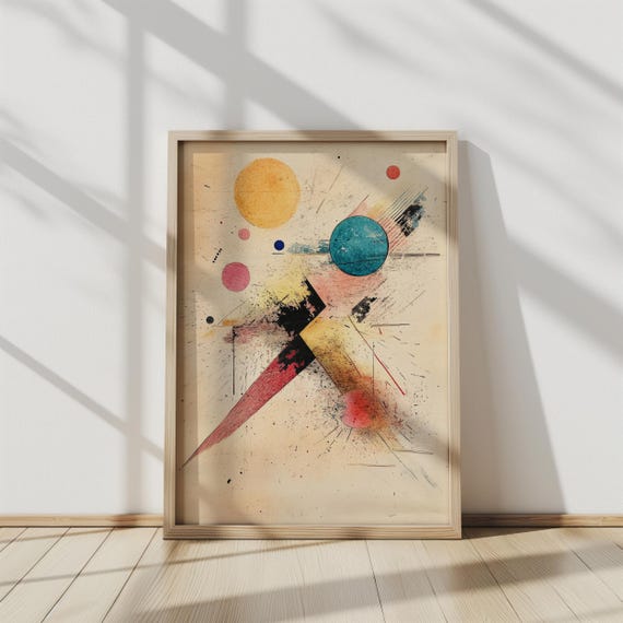 Cosmic Collision Abstract Geometric Art Print Bold Colorful Circles And Shapes Modern Wall Decor For Contemporary Spaces Art