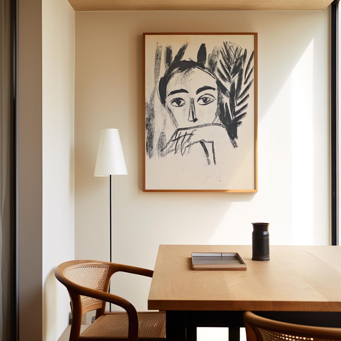 Reflective Woman Abstract Portrait Black Ink Modern Minimalist Poster - Image 5