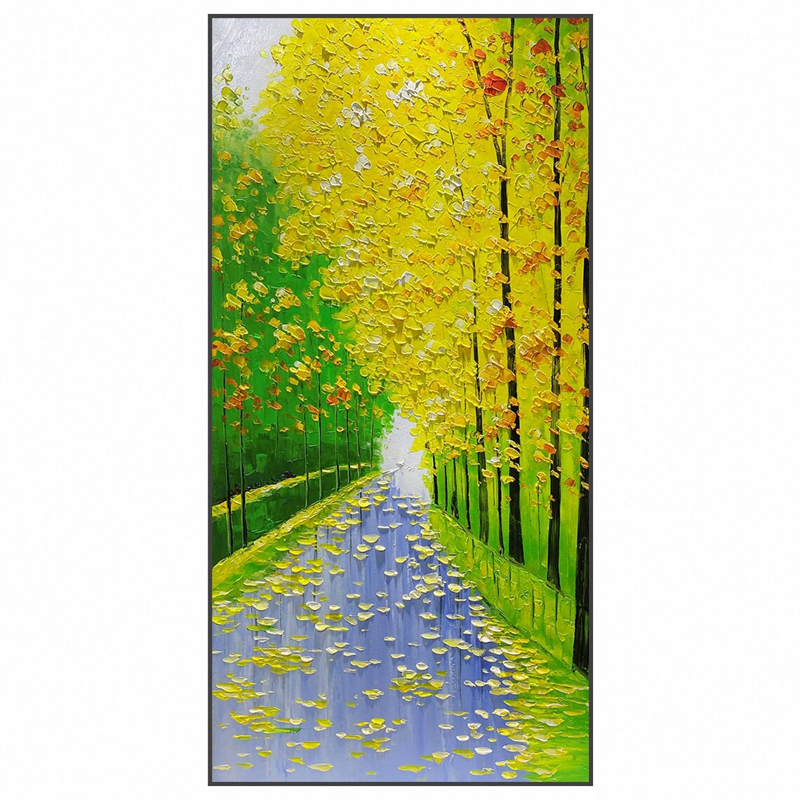 Hand Painted Forest Landscape Oil Painting On Green Yellow Abstract Painting Large Wall Art For Living Room Wall Decor Spiritual Art - Image 3