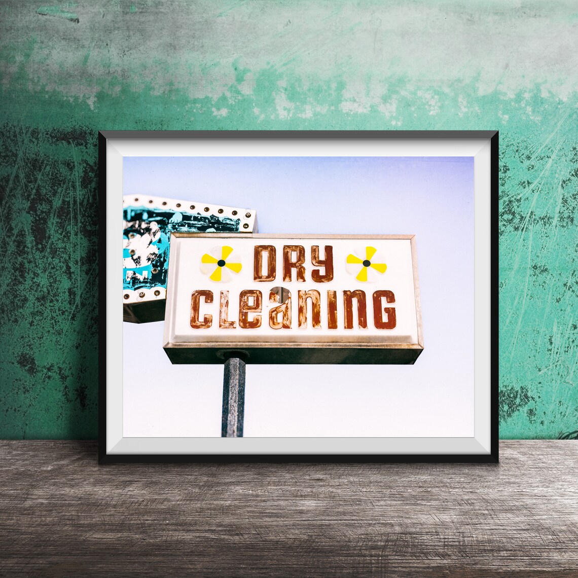 Retro Dry Cleaning Sign Atomic Age Midcentury Photography Poster