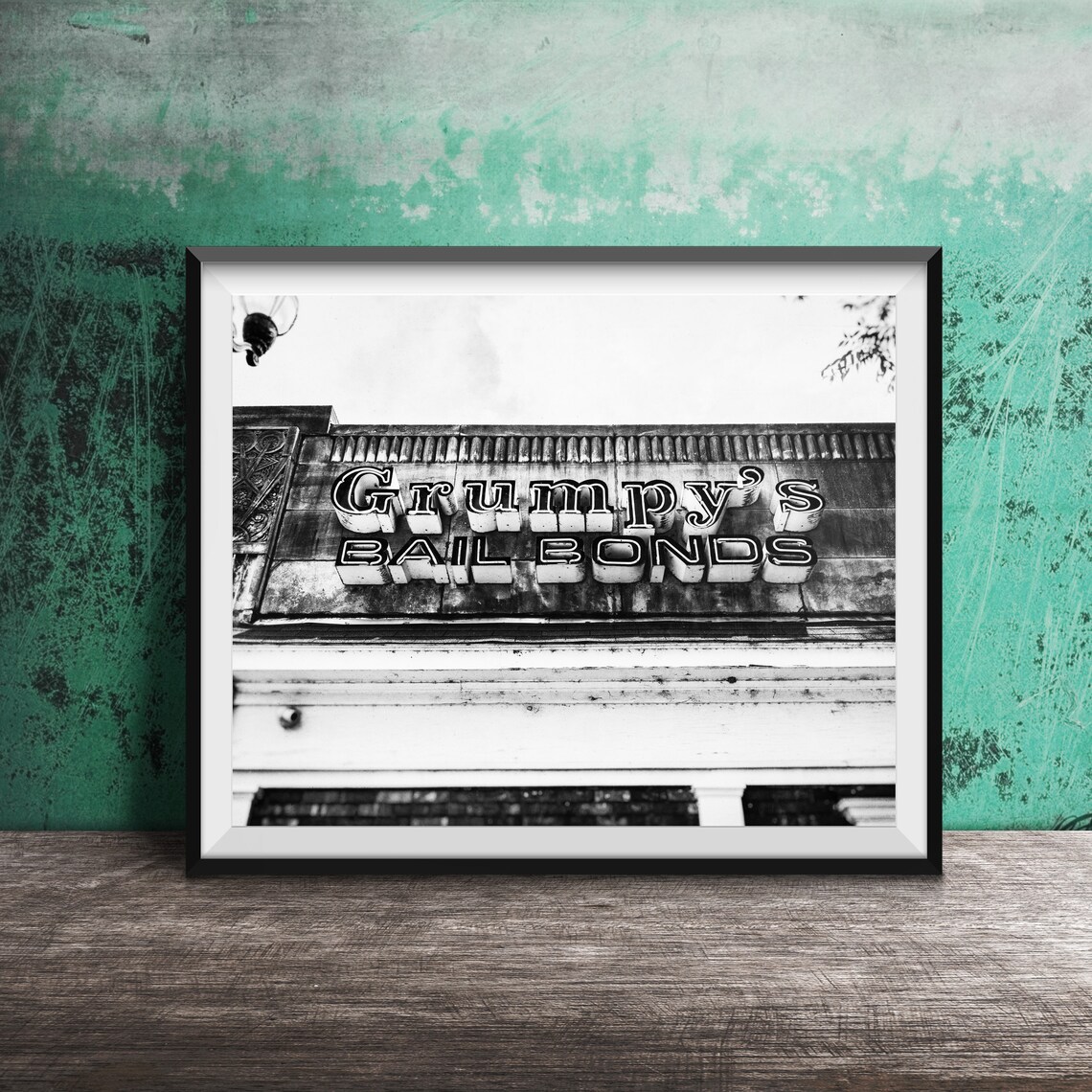 Grumpy's Bail Bonds Vintage Neon Storefront Sign Photography Poster - Image 2