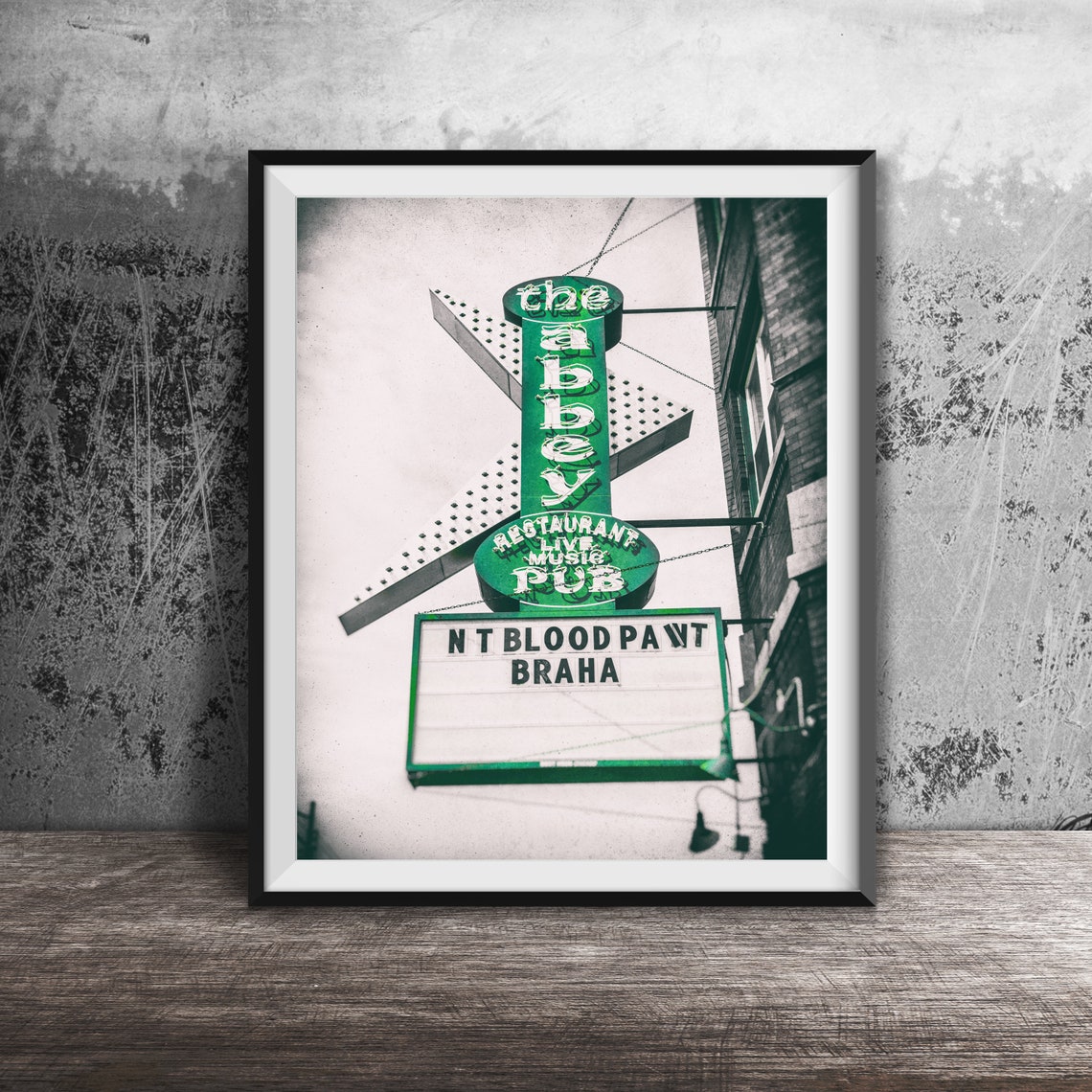 The Abbey Pub Green Neon Sign Chicago Bar Photography Poster