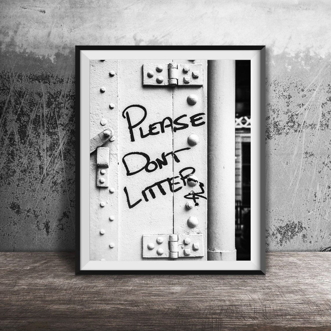 Please Don't Litter Hand Painted Metal Door Sign Photo Poster - Image 2