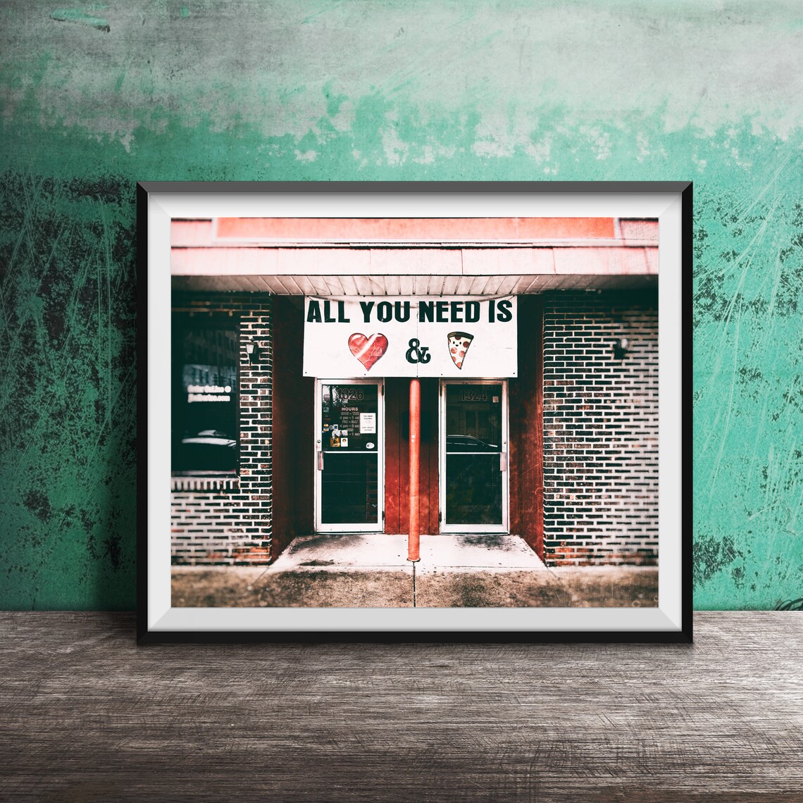 Pizza Love Sign, Pizza Food Photography Art Print